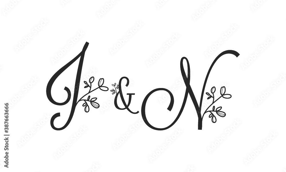 J&N floral ornate letters wedding alphabet characters J&N floral ornate letters wedding alphabet characters