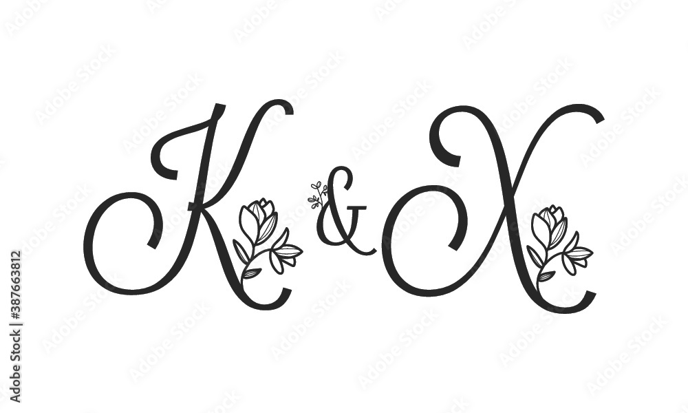 K&X floral ornate letters wedding alphabet characters K&X floral ornate letters wedding alphabet characters