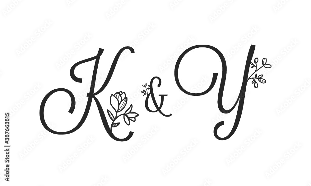 K&Y floral ornate letters wedding alphabet characters K&Y floral ornate letters wedding alphabet characters