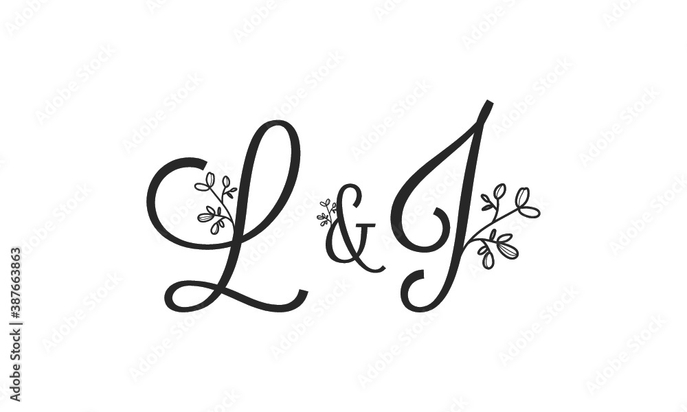 L&J floral ornate letters wedding alphabet characters L&J floral ornate letters wedding alphabet characters