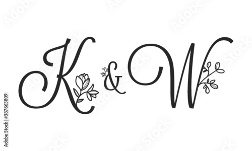 K&W floral ornate letters wedding alphabet characters
