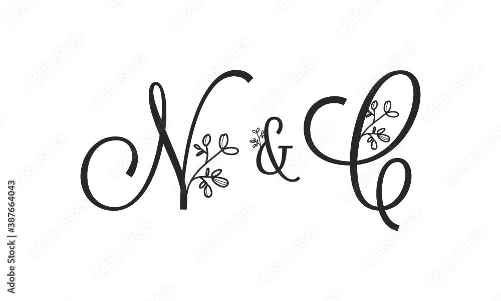 N&C floral ornate letters wedding alphabet characters N&C floral ornate letters wedding alphabet characters
