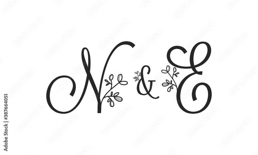 N&E floral ornate letters wedding alphabet characters N&E floral ornate letters wedding alphabet characters