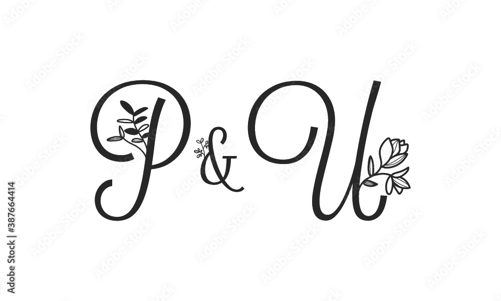 P&U floral ornate letters wedding alphabet characters P&U floral ornate letters wedding alphabet characters