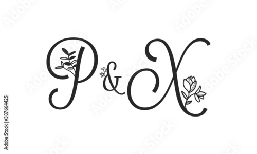 P&X floral ornate letters wedding alphabet characters