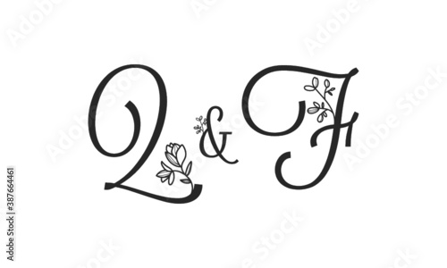 Q F floral ornate letters wedding alphabet characters
