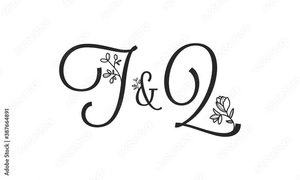 T&Q floral ornate letters wedding alphabet characters