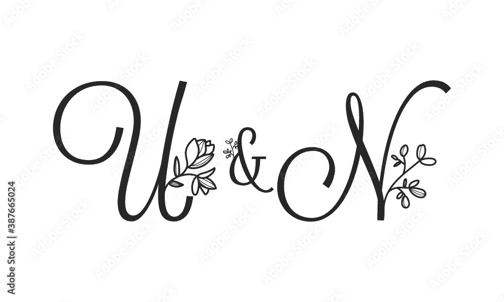 U&N floral ornate letters wedding alphabet characters U&N floral ornate letters wedding alphabet characters