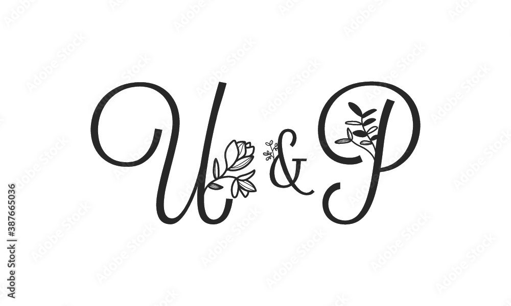 U&P floral ornate letters wedding alphabet characters U&P floral ornate letters wedding alphabet characters