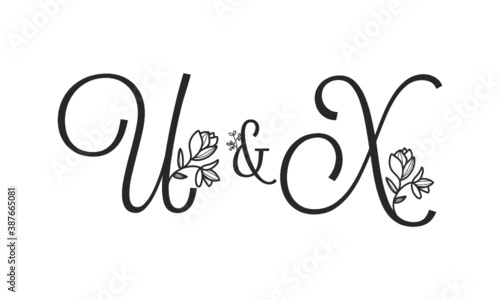 U&X floral ornate letters wedding alphabet characters