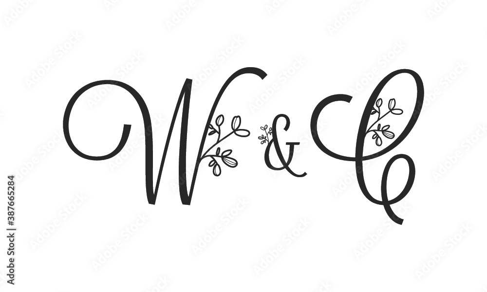 W&C floral ornate letters wedding alphabet characters W&C floral ornate letters wedding alphabet characters