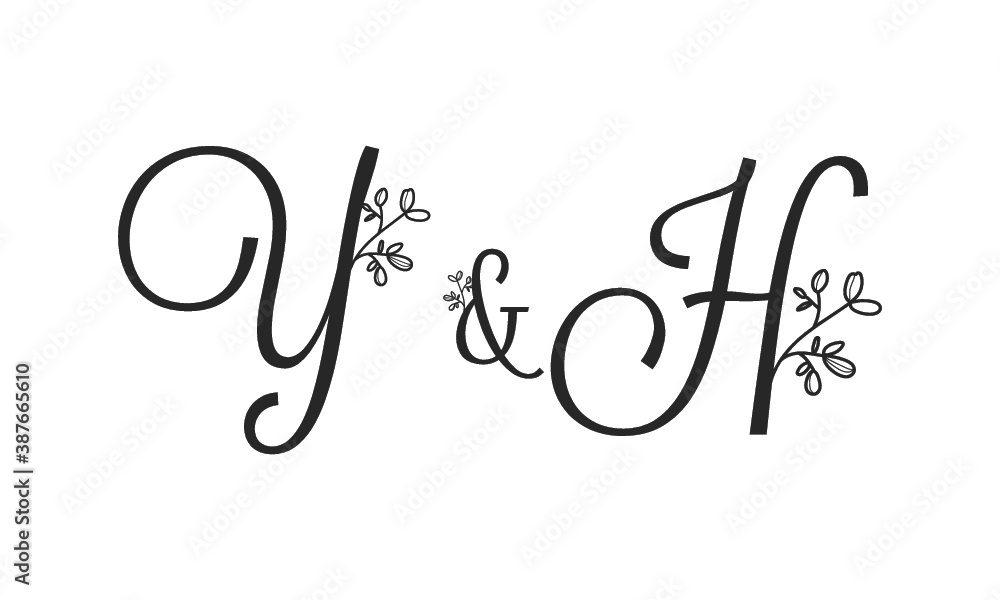 Y&H floral ornate letters wedding alphabet characters Y&H floral ornate letters wedding alphabet characters