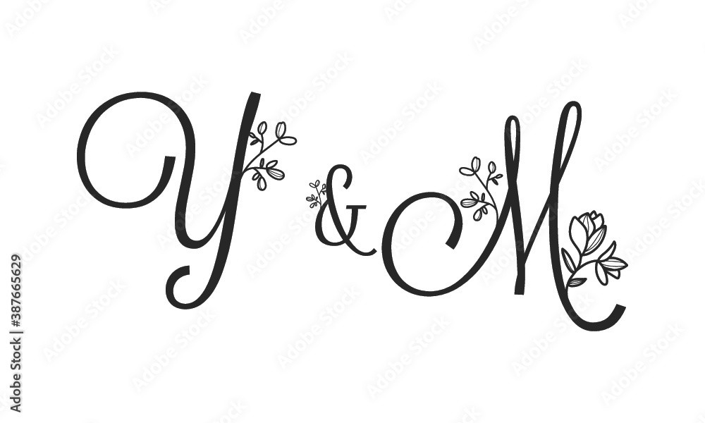Y&M floral ornate letters wedding alphabet characters