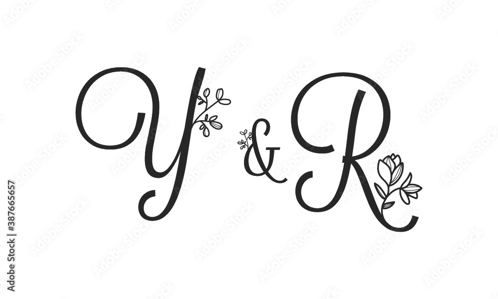 Y&R floral ornate letters wedding alphabet characters Y&R floral ornate letters wedding alphabet characters