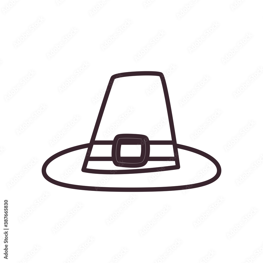 happy thanksgiving day hat line style icon design happy thanksgiving day hat line style icon design
