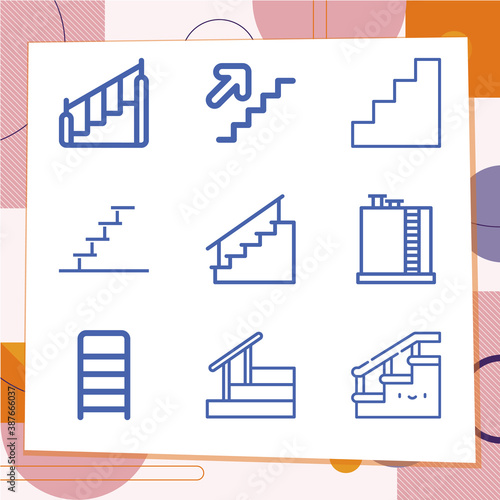 Simple set of 9 icons related to fire escape
