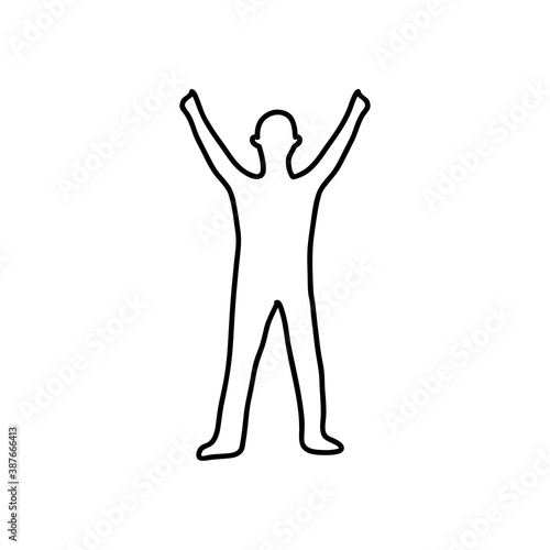soldier standing with arms up, flat style