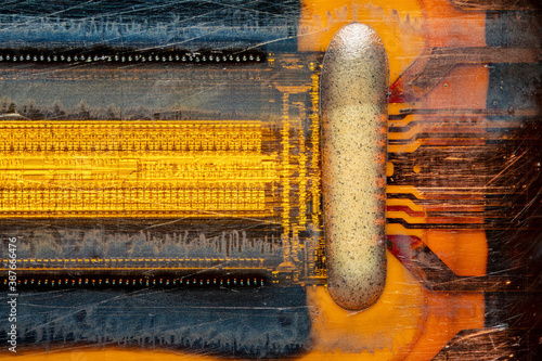 Tapet Nozzles of a color inkjet Printer head macro