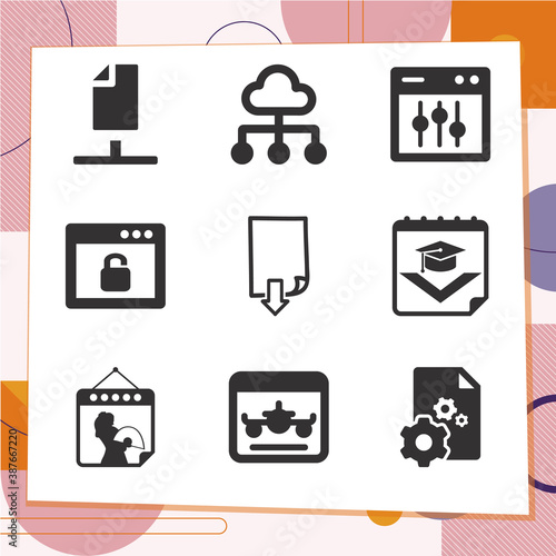 Simple set of 9 icons related to bastard title