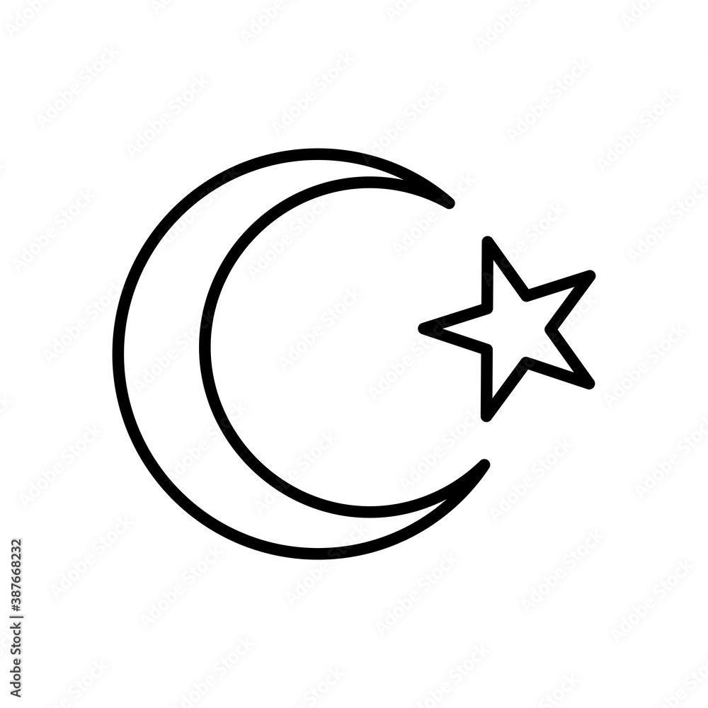 turkey crescent moon icon, line style turkey crescent moon icon, line style