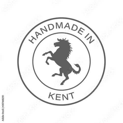 "Handmade in Kent" icon, vector with transparency. With county flag/emblem in the middle.