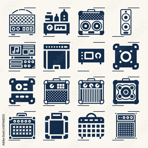 Simple set of relay stations related filled icons.