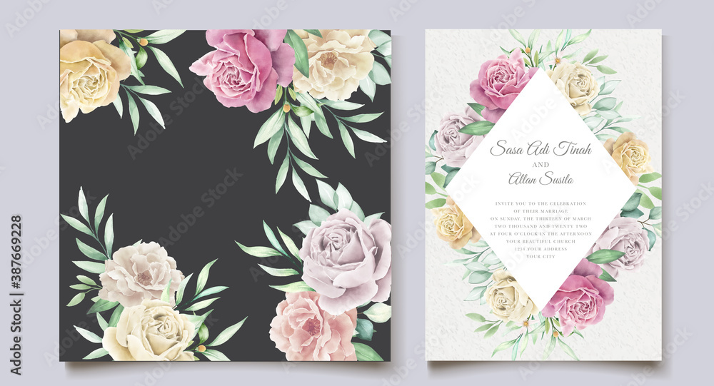 floral watercolor wedding invitation card