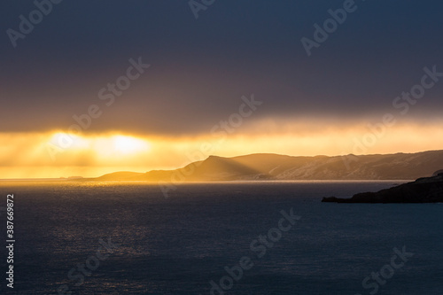 Landscape view of the sunrise on Santa Rosa Island in Channel Islands National Park  California .
