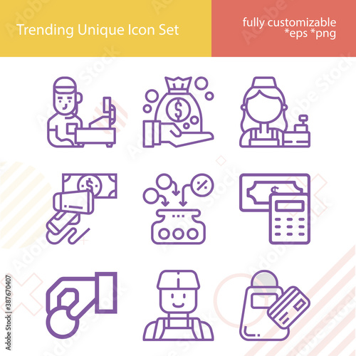 Simple set of immediate payment related lineal icons.