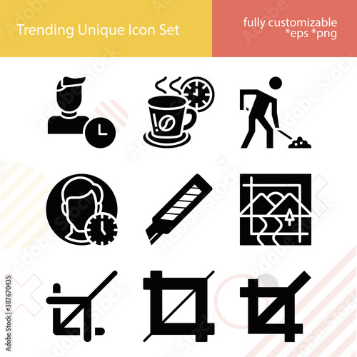 Simple set of till related filled icons.