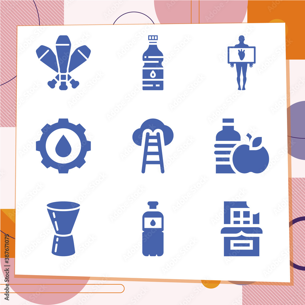Simple set of 9 icons related to purity Simple set of 9 icons related to purity