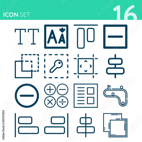 Simple set of 16 icons related to lowest
