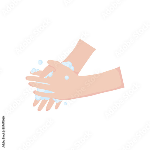 hands washing with soapy foam, flat style