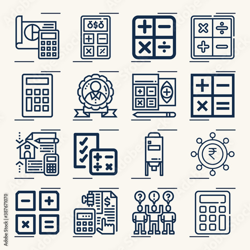 Simple set of calculated related lineal icons.