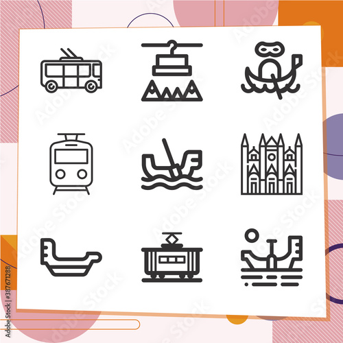 Simple set of 9 icons related to publicly
