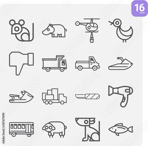 Simple set of stone facing related lineal icons.
