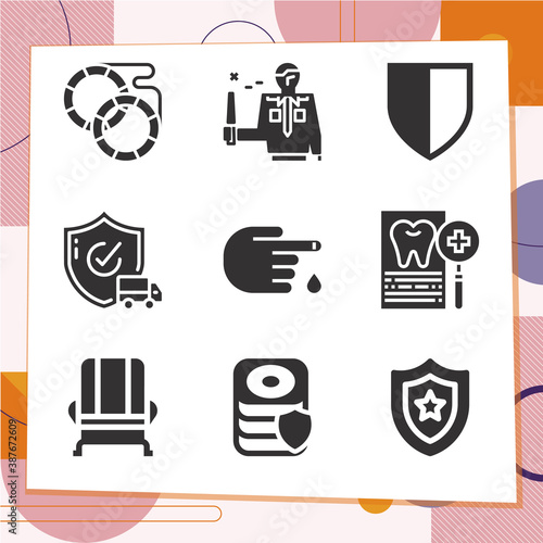 Simple set of 9 icons related to insurance