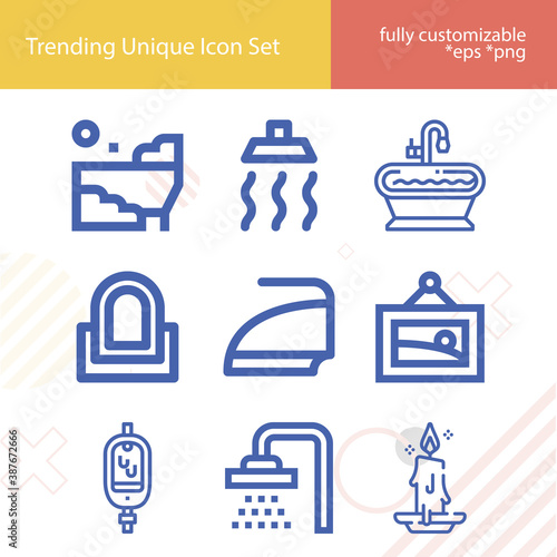Simple set of social unit related lineal icons.
