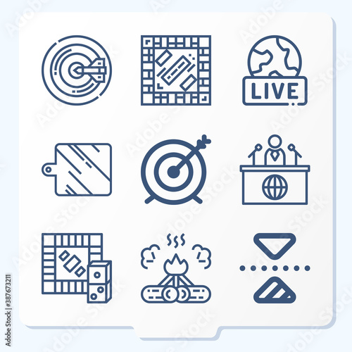 Simple set of 9 icons related to dwell