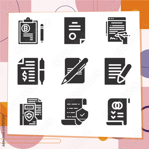 Simple set of 9 icons related to renewed
