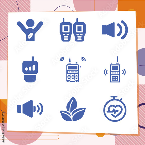 Simple set of 9 icons related to wavelength