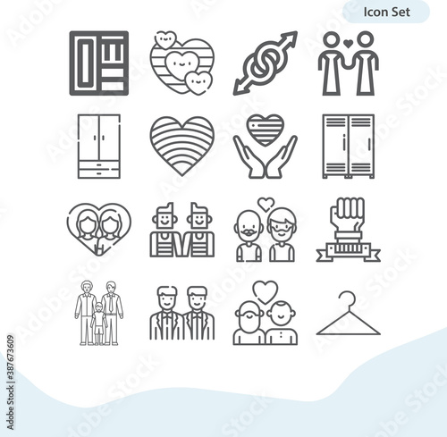 Simple set of gay related lineal icons.