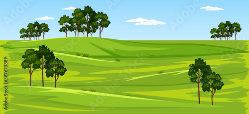 Blank green meadow nature landscape scene