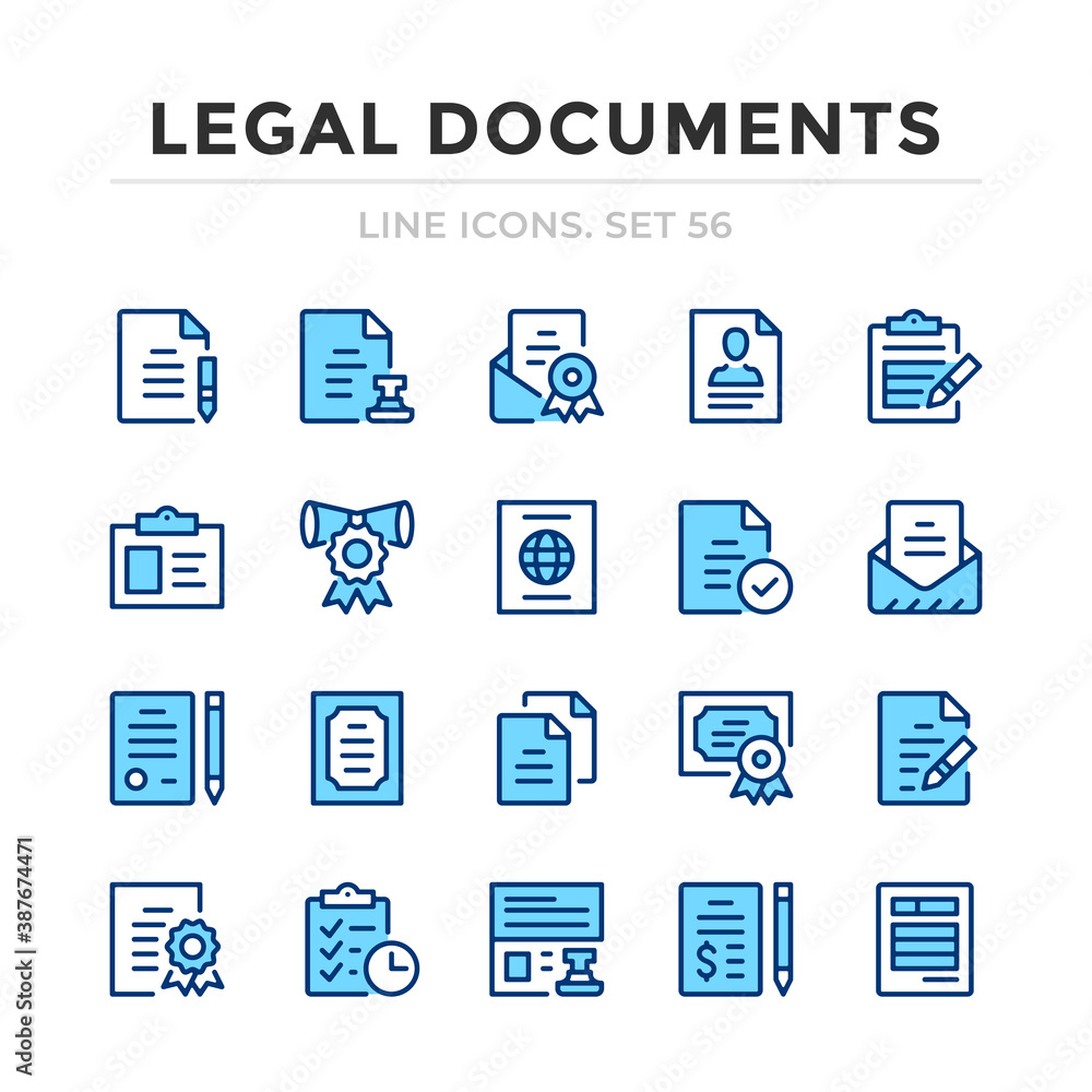Legal documents vector line icons set. Thin line design. Outline graphic elements, simple stroke symbols. Legal documents icons Legal documents vector line icons set. Thin line design. Outline graphic elements, simple stroke symbols. Legal documents icons