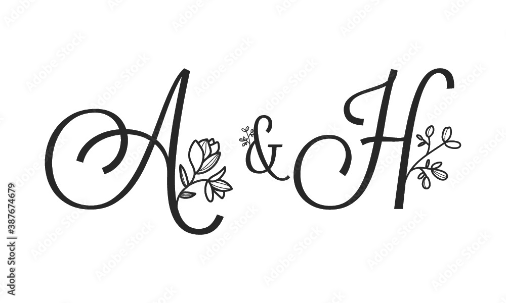 A&H floral ornate letters wedding alphabet characters A&H floral ornate letters wedding alphabet characters