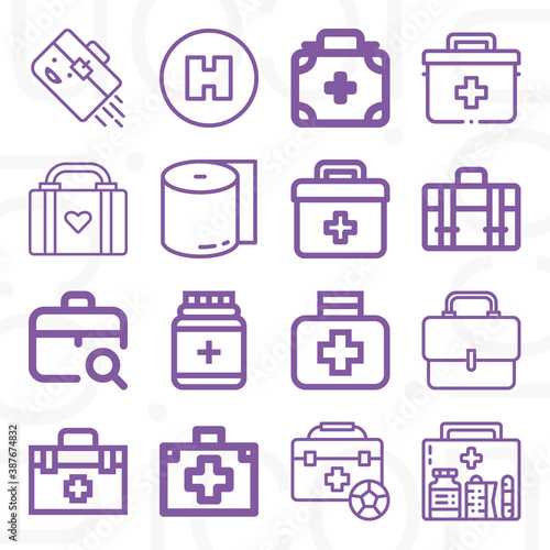 16 pack of refugees  lineal web icons set