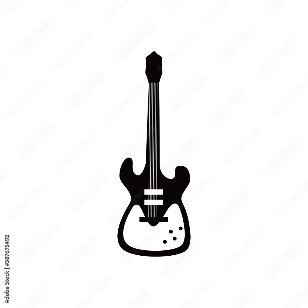 Naklejka premium guitar electric instrument black and white style icon vector design