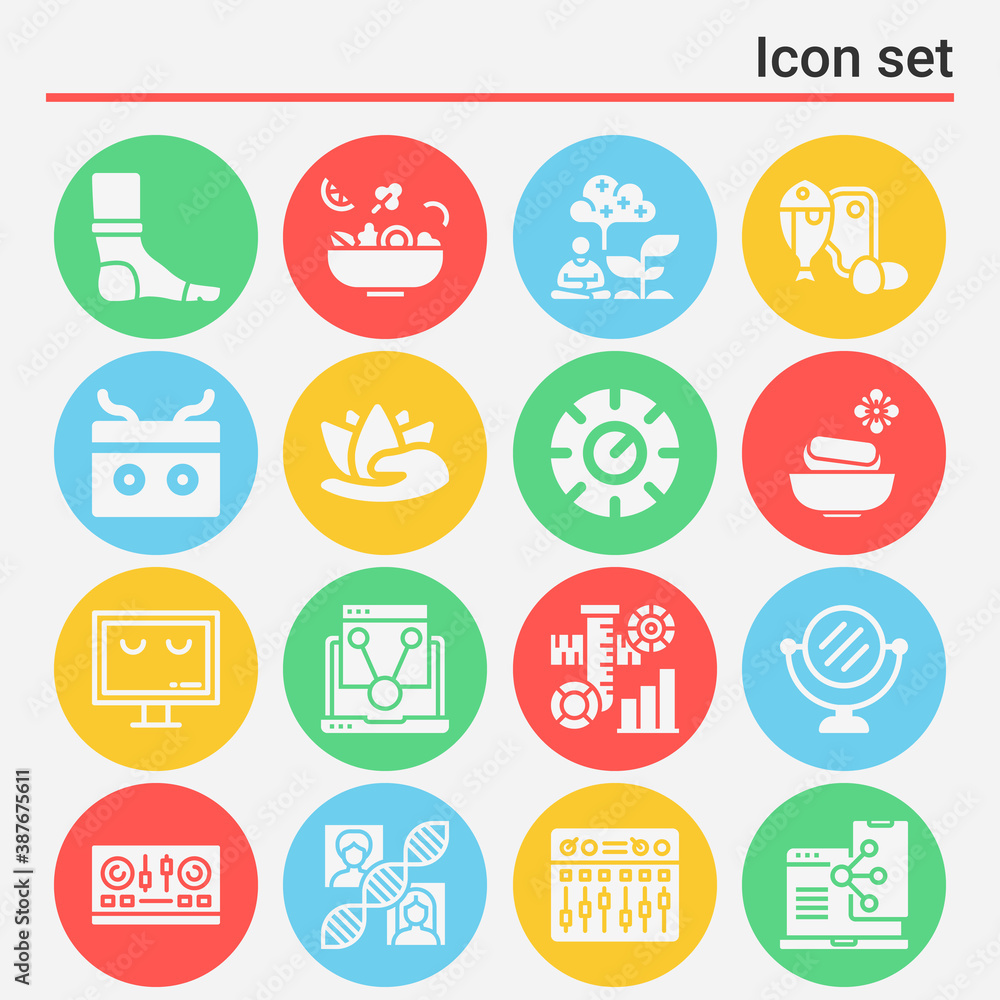 16 pack of combining  filled web icons set