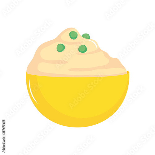 mashed potato bowl icon, flat style