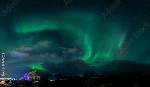 Fototapeta Naklejka Na Ścianę i Meble -  Aurora over Vestmannaeyjar 23.10.2020 no. V
